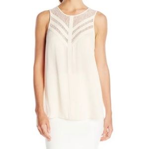 BCBGMAXAZRIA Jay Top in Bare Pink Sleeveless Lace Yoke Top XXS